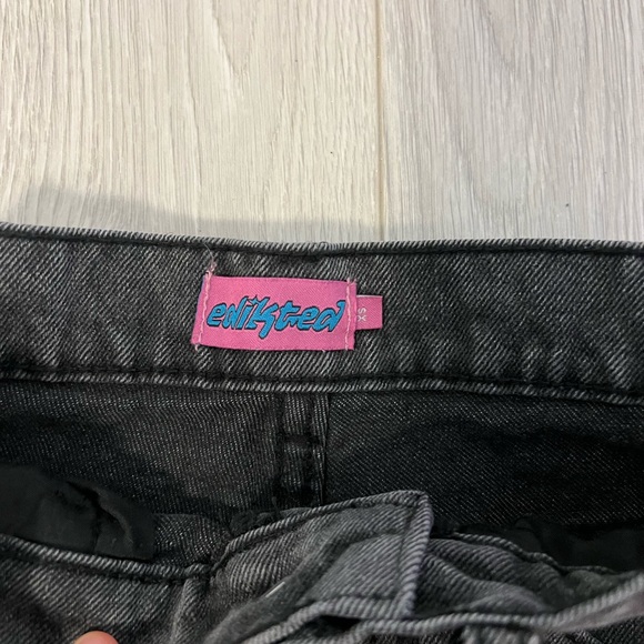 BLACK STRAIGHT LEG RIPPED JEANS - Picture 4 of 6